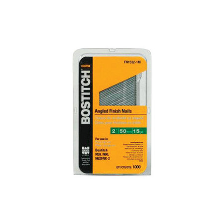 BOSTITCH Collated Finishing Nail, 2 in L, 15 ga, Coated, Offset Round Head, Angled FN1532-1M